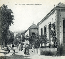 Historische Aufnahme der Gebäude des Krankenhauses Mustapha Pacha in Algier aus dem Jahr 1883